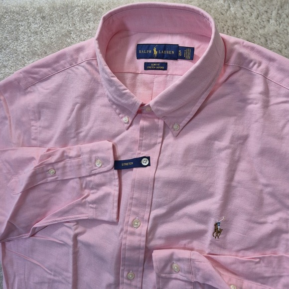 Polo Ralph Lauren Other - Polo Ralph Lauren Stretch Oxford Shirt Pink Mens XL Slim Button Down Academia